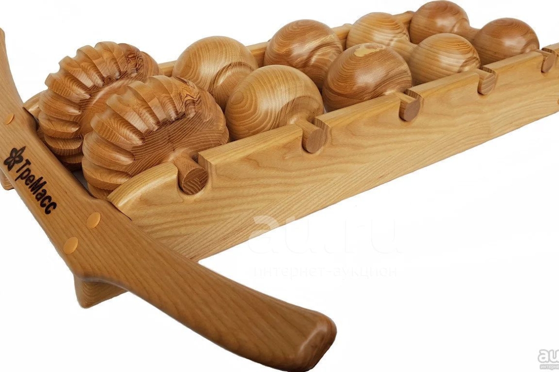 Массажер деревянный роликовый для ног 12 рядов