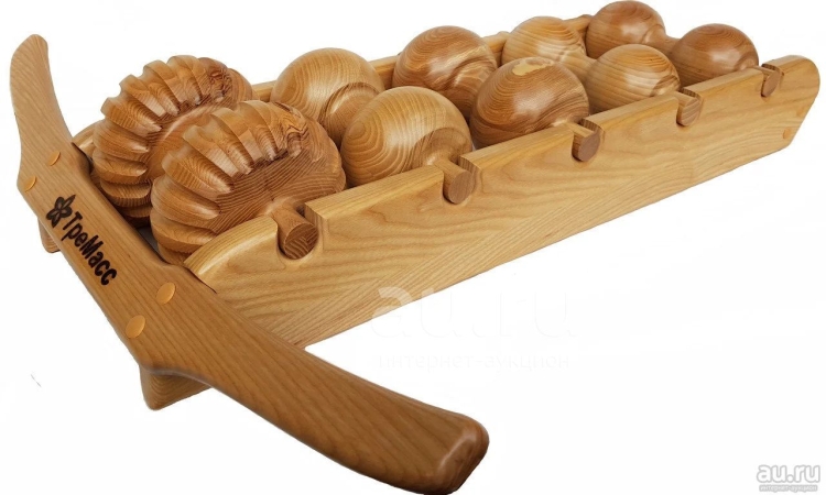 Массажер деревянный роликовый для ног 12 рядов